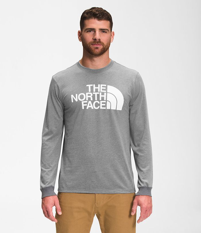 The North Face T-Shirts Heren Lange Mouw Half Dome RKCH89407 - Grijs